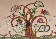 A Jacobean Style Bench with Excellent Crewelwork Embroidery