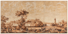 A French Scenic Wallpaper Depicting Palazzo Vinadio