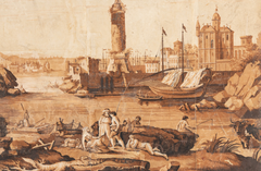 A French Scenic Wallpaper Depicting Palazzo Vinadio