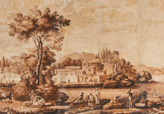 A French Scenic Wallpaper Depicting Palazzo Vinadio