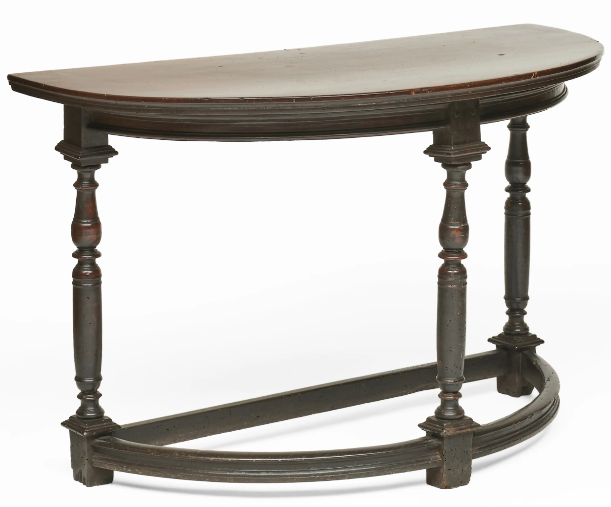 Pair of 18th Century Italian Baroque Demilune Tables