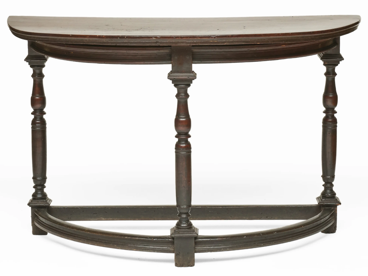 Pair of 18th Century Italian Baroque Demilune Tables