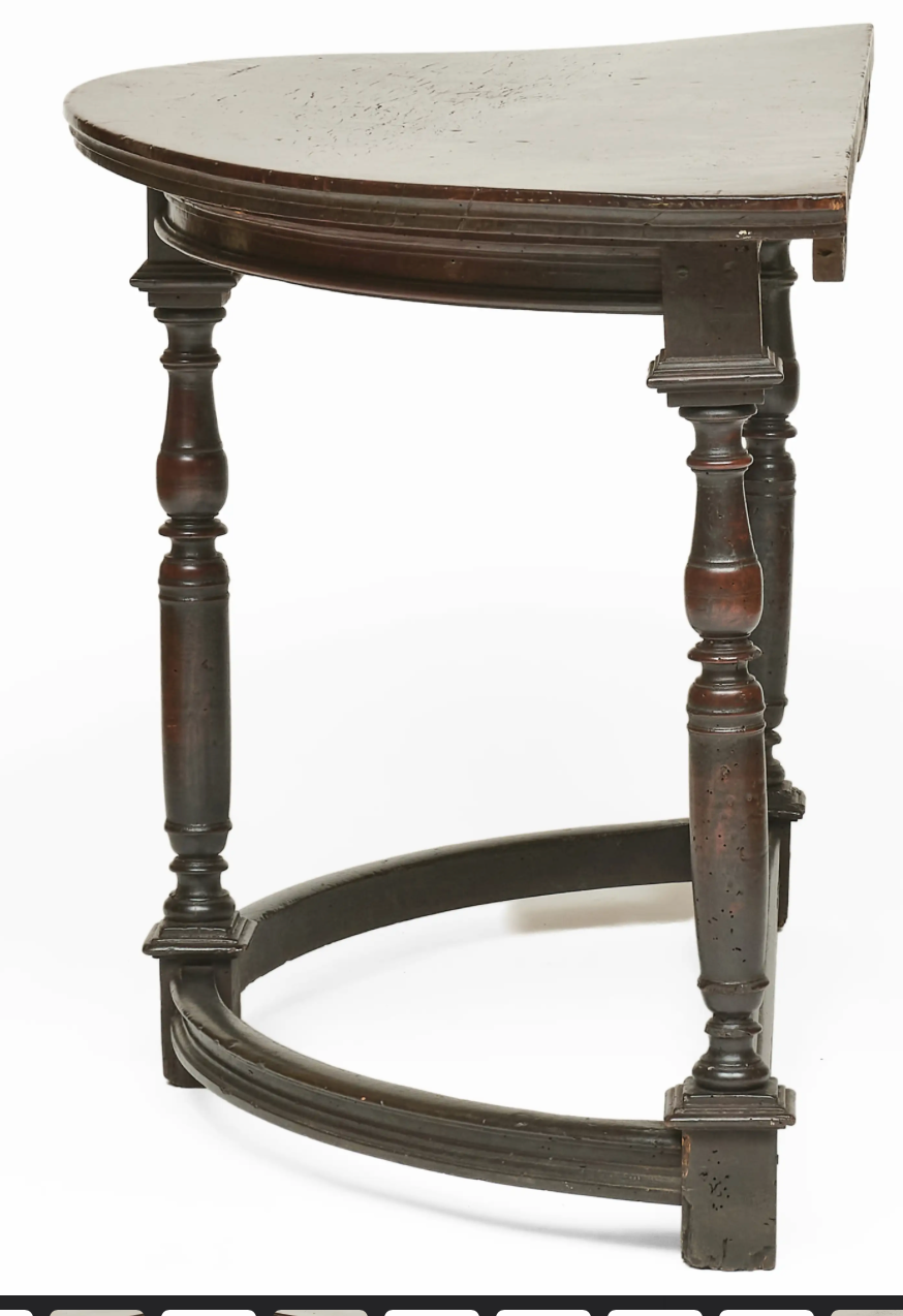 Pair of 18th Century Italian Baroque Demilune Tables