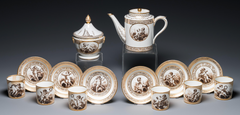 Vieux Paris "Old Paris" Porcelain En Grisaille Teapot In The Manner of  Nast