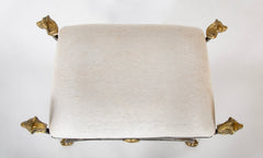 Wrought Iron Curule Bench with Gilt Lion Motif