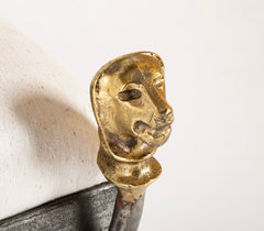 Wrought Iron Curule Bench with Gilt Lion Motif