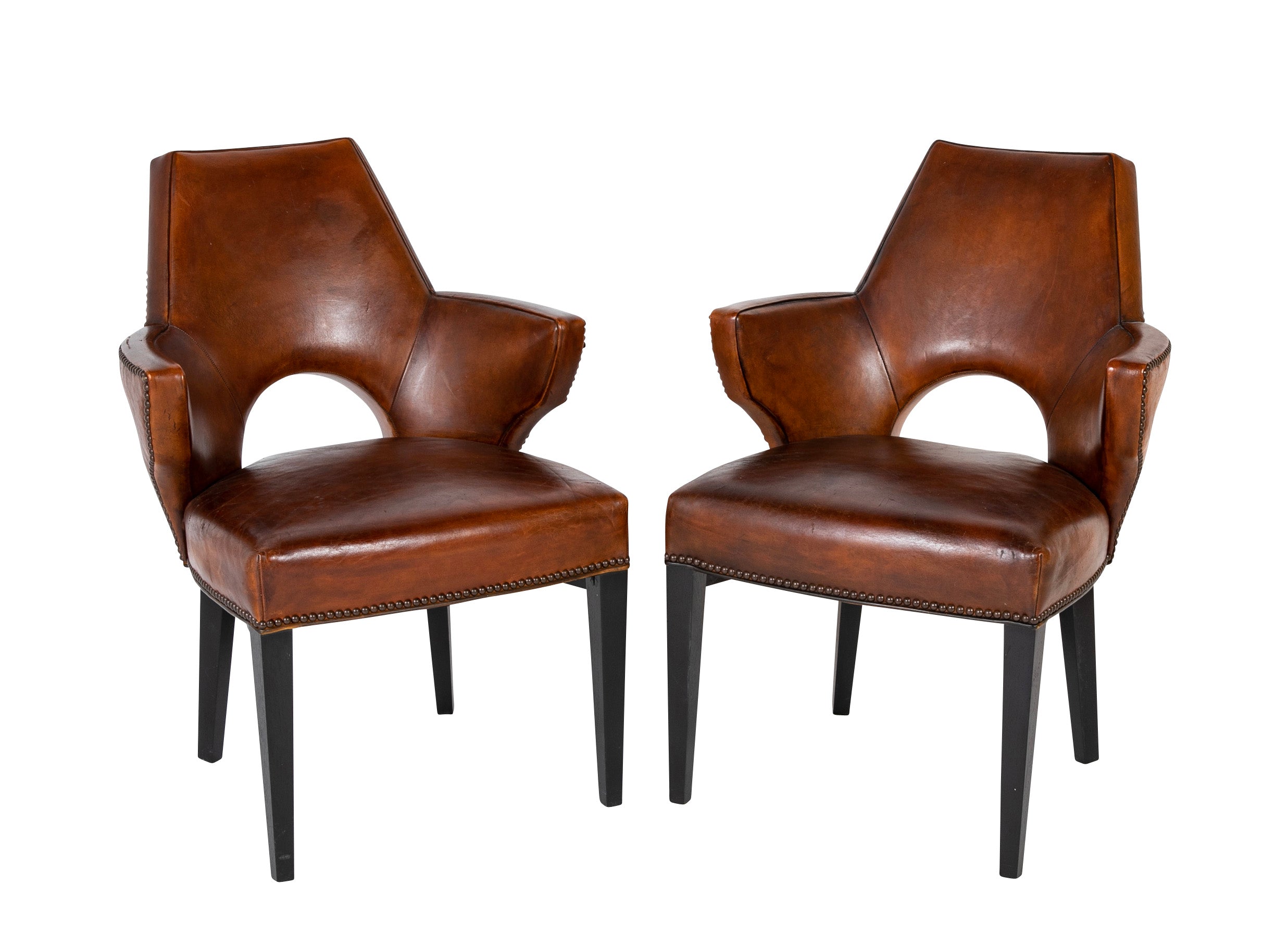 A Pair of Art Deco Style Leather Armchairs