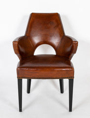 A Pair of Art Deco Style Leather Armchairs