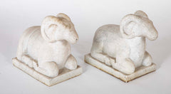 A Pair of Early 20th Century Carved Stone Rams