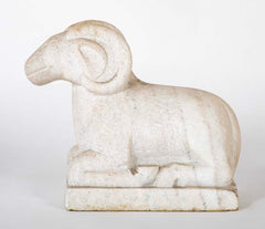 A Pair of Early 20th Century Carved Stone Rams