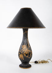 A Chinoiserie Fluted Teardrop Wood Table Lamp