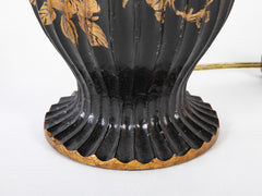 A Chinoiserie Fluted Teardrop Wood Table Lamp