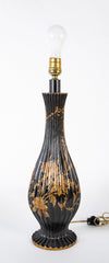 A Chinoiserie Fluted Teardrop Wood Table Lamp