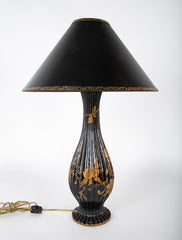 A Chinoiserie Fluted Teardrop Wood Table Lamp