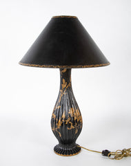 A Chinoiserie Fluted Teardrop Wood Table Lamp