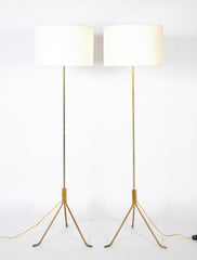 A Pair of French Mid-Century Bronze Floor Lamps