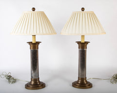 Pair of Chapman Bronze and Pewter Lamps