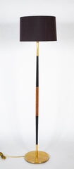 A Pair of Mid-Century Scandinavian Brass & Teak Floor Lamps