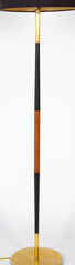 A Pair of Mid-Century Scandinavian Brass & Teak Floor Lamps