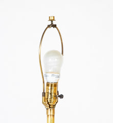 A Pair of Mid-Century Scandinavian Brass & Teak Floor Lamps