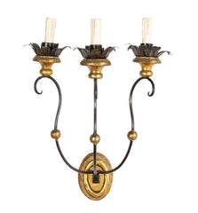 Set of Eight of Italian Iron Tole and Gilt Wood Sconces    Priced per Pair