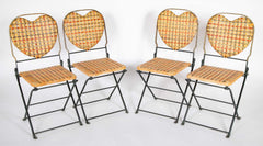 Set of Rattan & Wrought Iron Folding Chairs by "Un Jardin en Plus" Paris