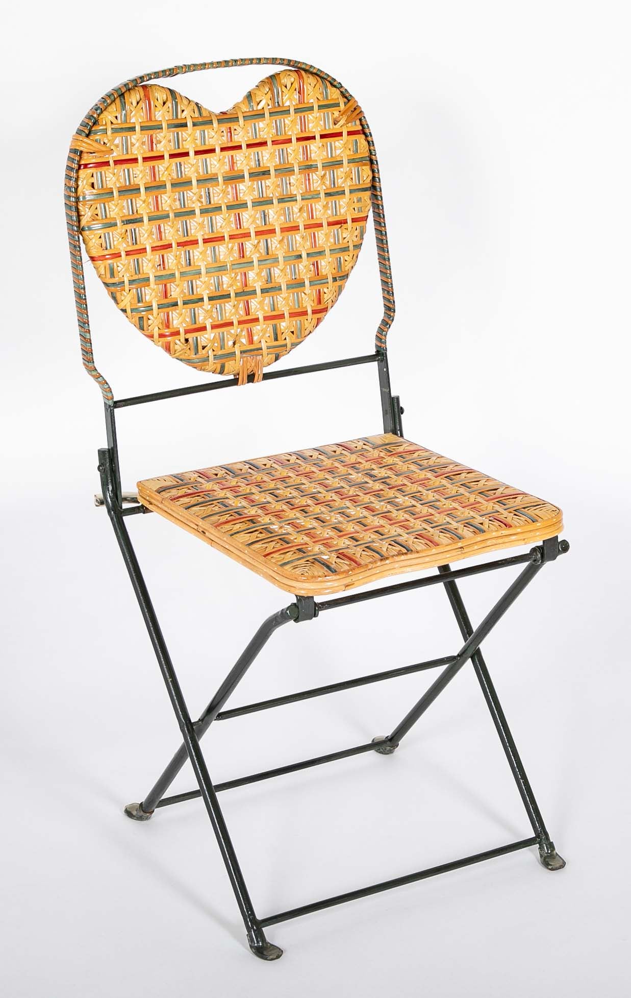 Set of Rattan & Wrought Iron Folding Chairs by "Un Jardin en Plus" Paris