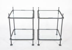 A Pair of Mid-Century Italian Iron Side Tables by Claudio Rayes
