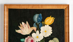 French Still Life of Flowers with Oil on Canvas by C. Riviere
