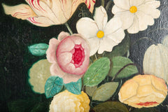 French Still Life of Flowers with Oil on Canvas by C. Riviere