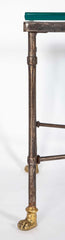 Pair of Wrought Iron & Bronze Tables with Beveled Glass Tops