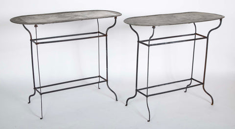 Pair of Zinc Top Garden Console Tables