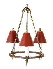 Mid-Century French Tole and Brass Chandelier