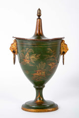 Pair of English Regency Painted Tole Chestnut Urns
