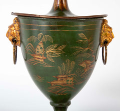 Pair of English Regency Painted Tole Chestnut Urns
