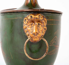 Pair of English Regency Painted Tole Chestnut Urns