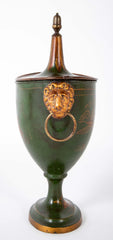 Pair of English Regency Painted Tole Chestnut Urns