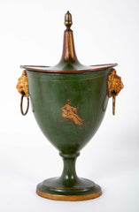 Pair of English Regency Painted Tole Chestnut Urns