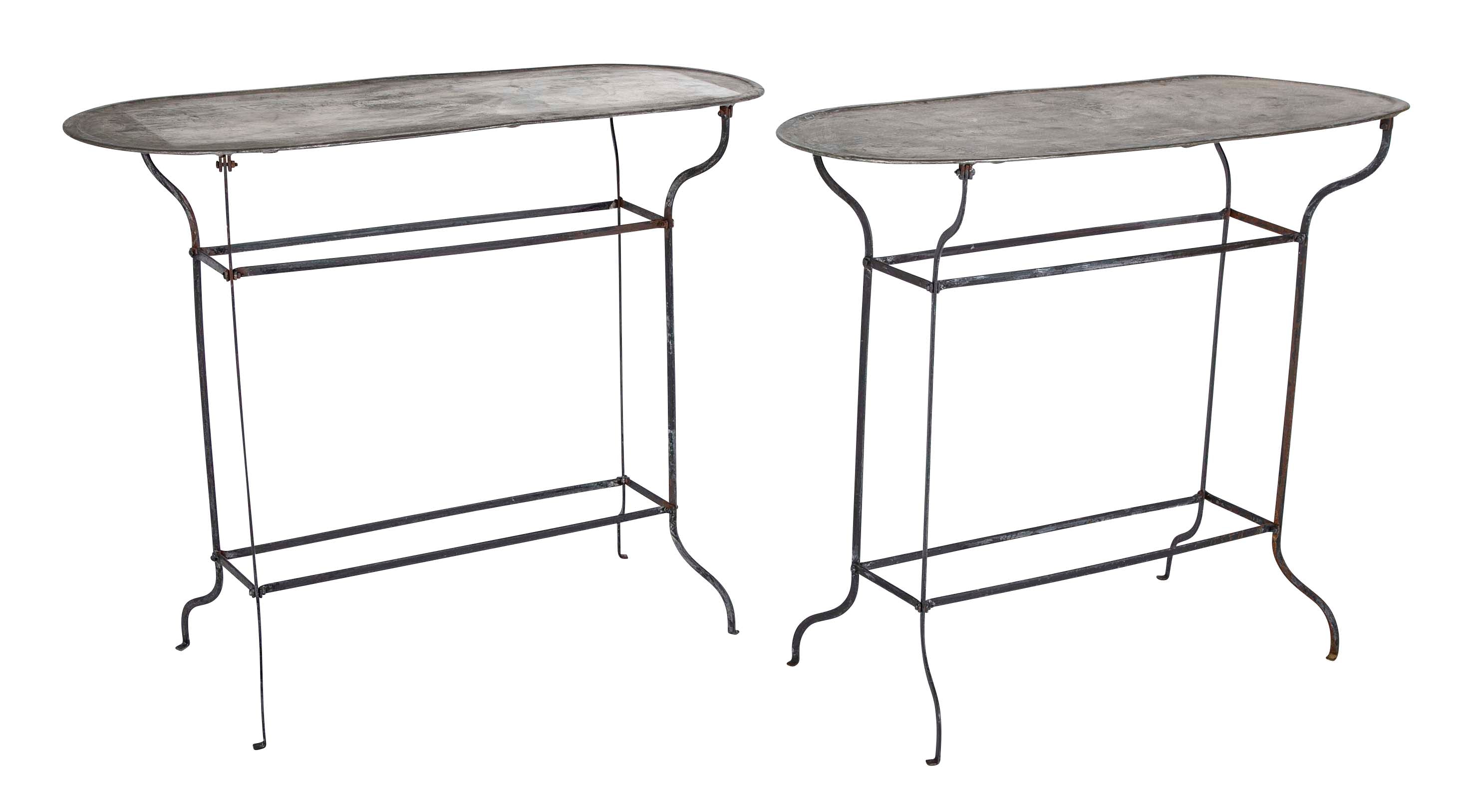 Pair of Zinc Top Garden Console Tables