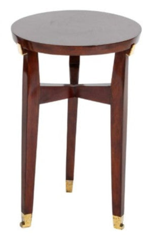 Pair of Round Mahogany Side Tables Attributed to Jacques Quinet