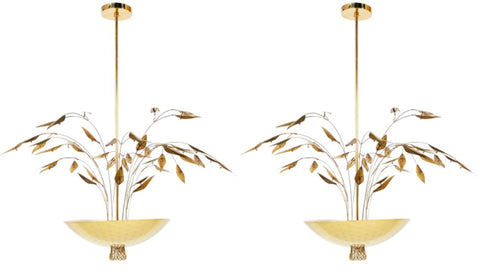Custom Enameled Brass Chandelier in the Manner of Paavo Tynell