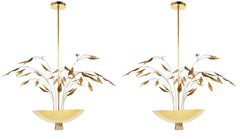 Custom Enameled Brass Chandelier in the Manner of Paavo Tynell