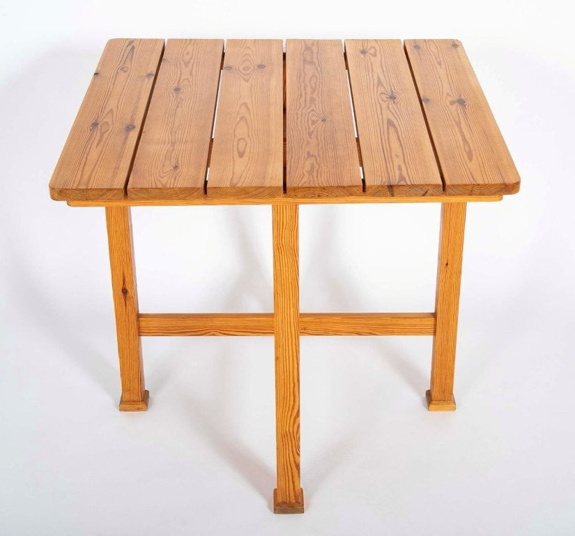 A Square Pine Cafe Table by N.P. Olsen