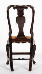 A set of 10 Queen Anne Black Painted Dining Chairs