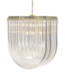 Large Lucite with Nickel and Brass 'Ribbon' Chandelier