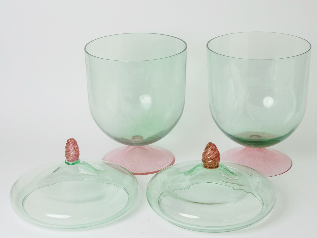 A Pair of Monumental Murano Covered Urns