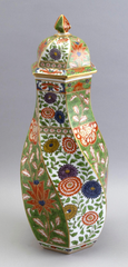 A English Porcelain Twisted Hexagonal Lidded Vase