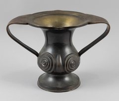 Japanese Bronze Vase,  Archaic Baluster Form with Flying Handles and Raised Coil Decoration