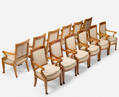 A Set of Twelve Sycamore Directoire Fauteuils