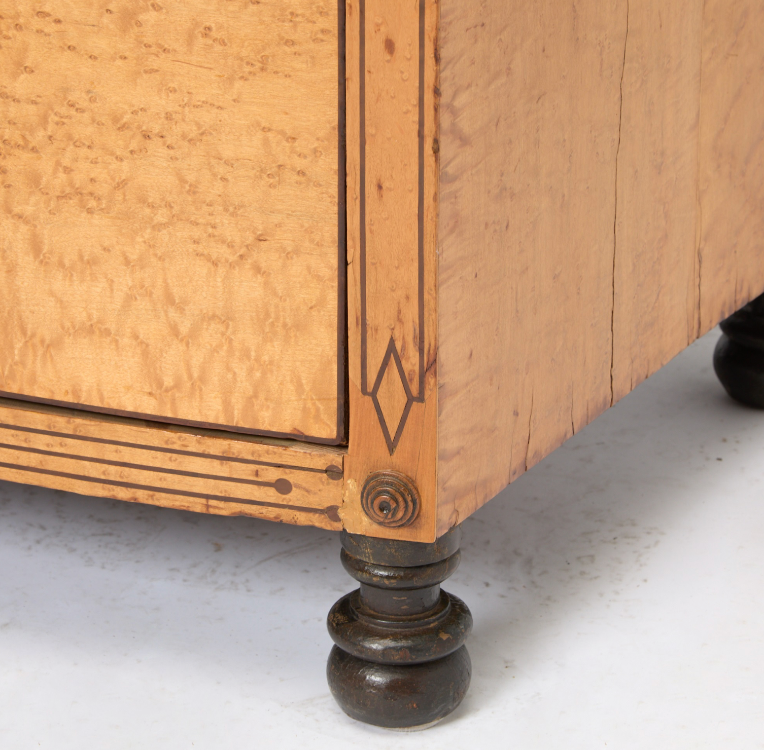 Regency Inlaid Bird's Eye Maple Bowfront Chest of Drawers